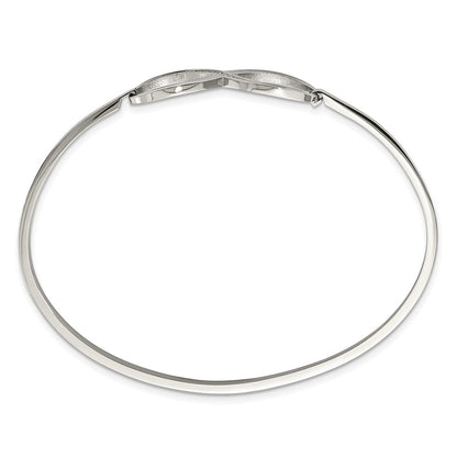 Stainless Steel Chisel Polished With Cz Infinity Symbol Bangle