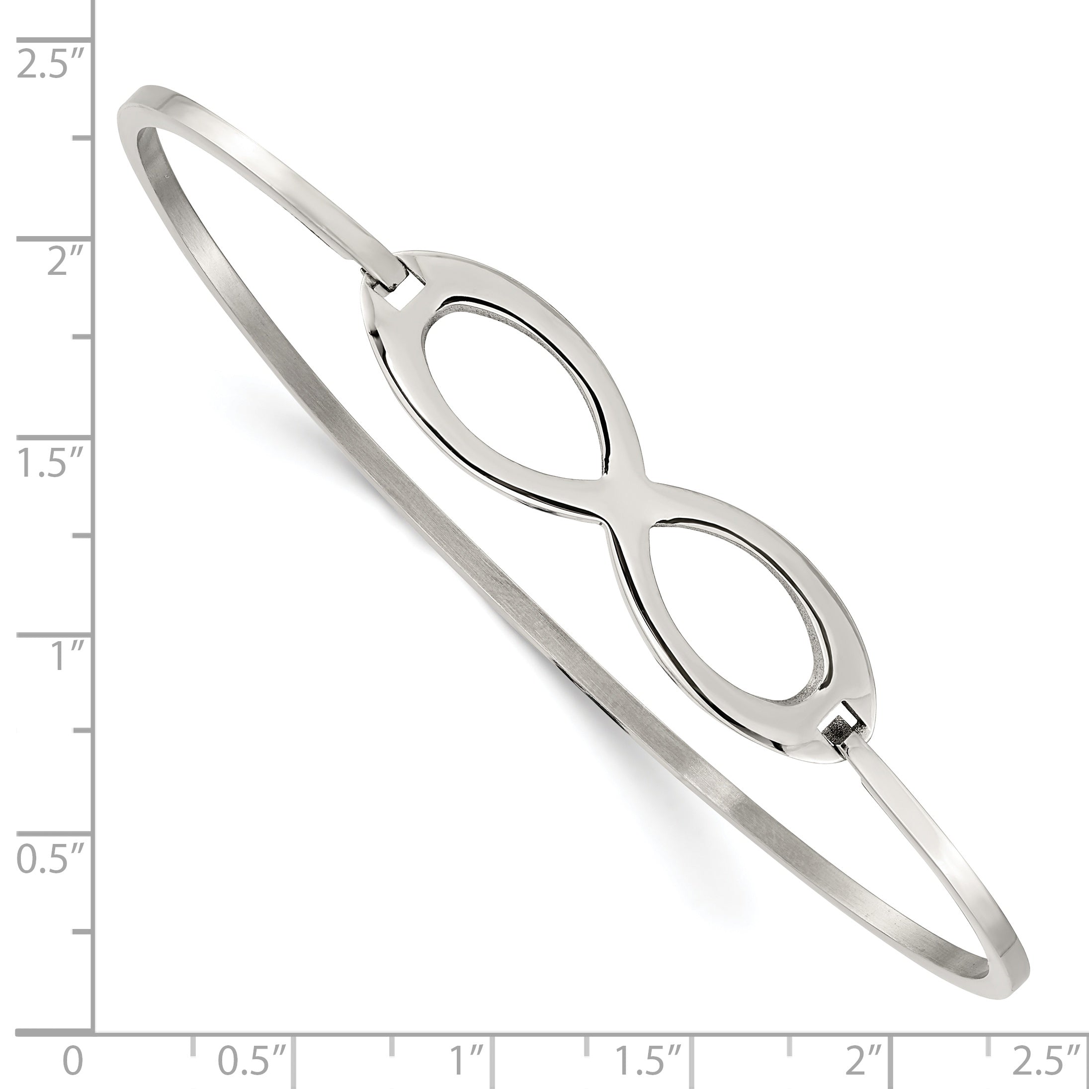 Stainless Steel Chisel Polished Infinity Symbol Bangle