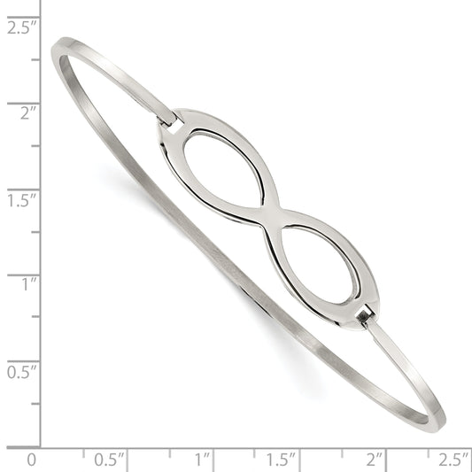 Stainless Steel Chisel Polished Infinity Symbol Bangle