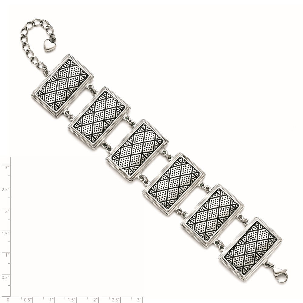 7.25 Inch Stainless Steel With 2In Extension Antiqued Bracelet