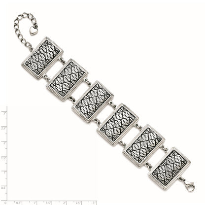 7.25 Inch Stainless Steel With 2In Extension Antiqued Bracelet