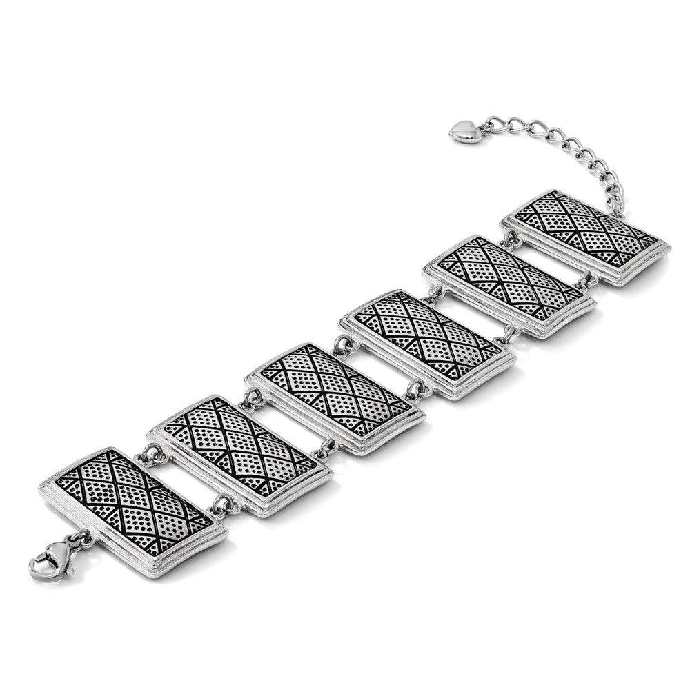 7.25 Inch Stainless Steel With 2In Extension Antiqued Bracelet