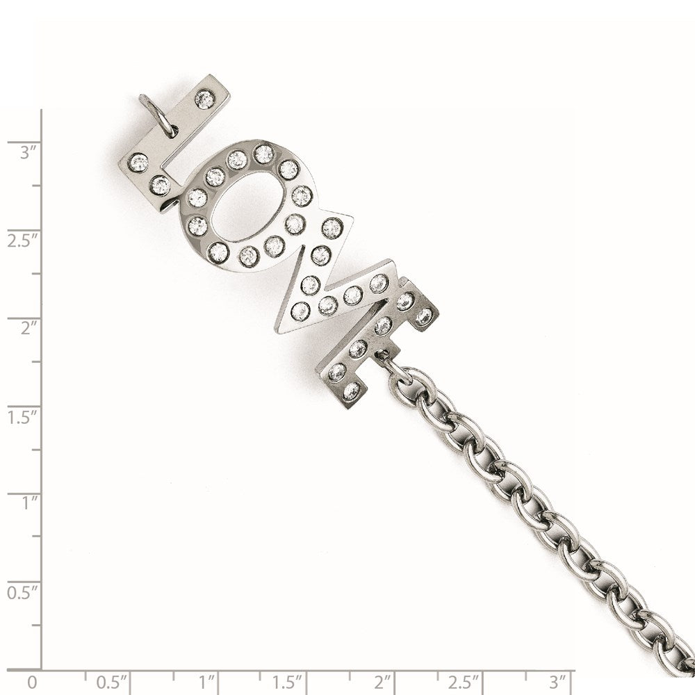 7.5 Inch Stainless Steel Cz Love Polished Bracelet