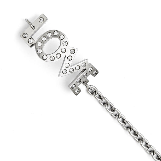 7.5 Inch Stainless Steel Cz Love Polished Bracelet