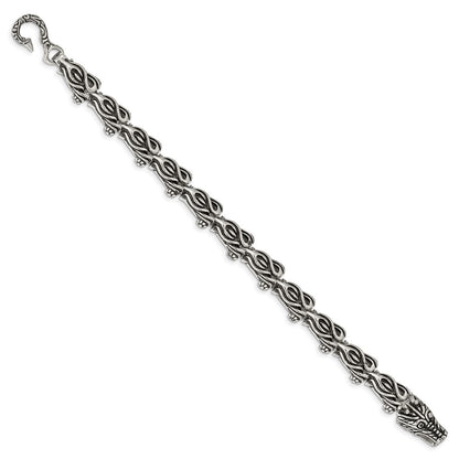 8.25 Inch Chisel Stainless Steel Antiqued And Polished Dragon 8.75 Bracelet