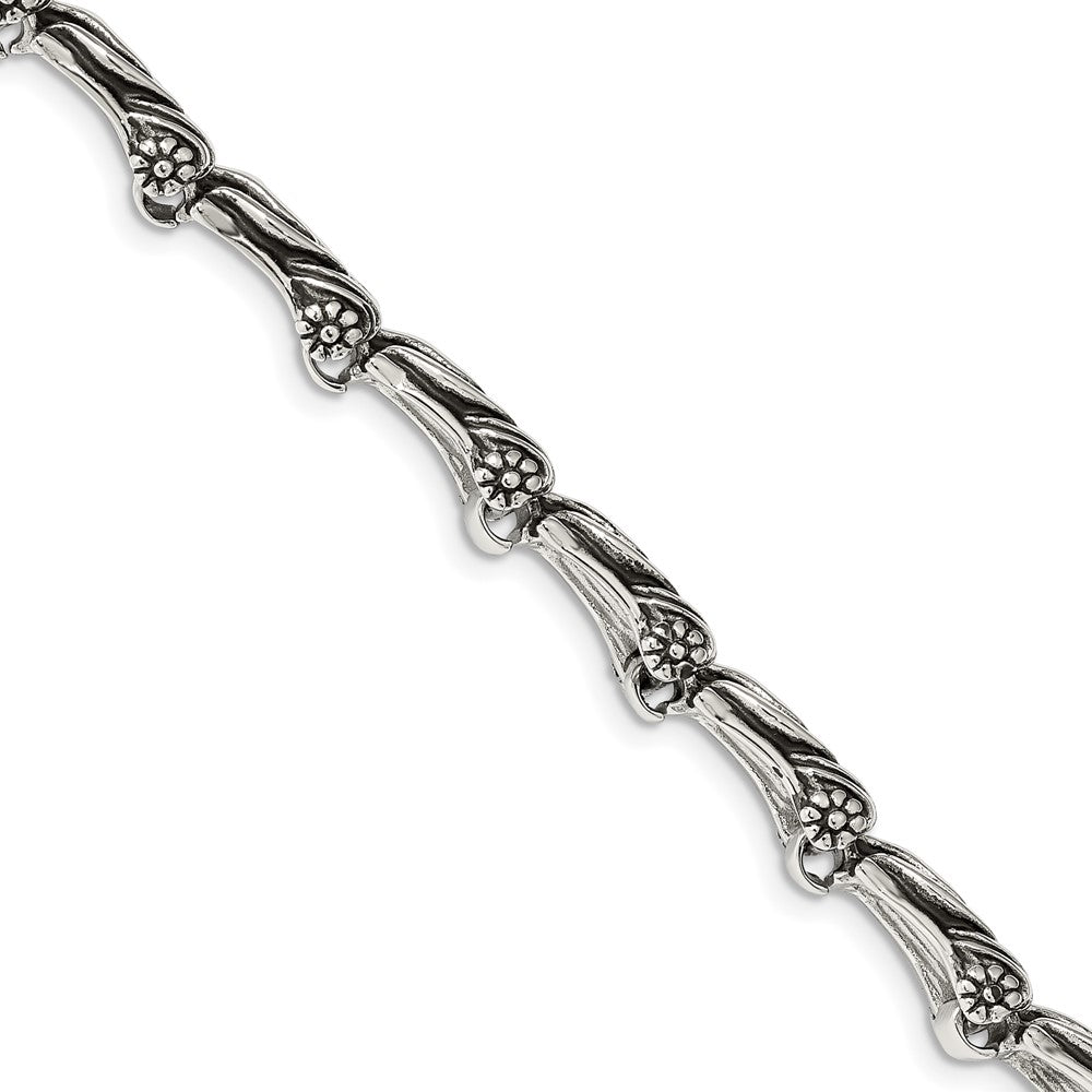 8.25 Inch Chisel Stainless Steel Antiqued And Polished Dragon 8.75 Bracelet