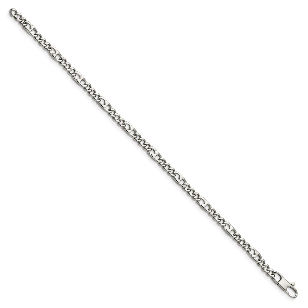 Stainless Steel Chisel Polished 4mm 8.5 Inch Figaro Bracelet