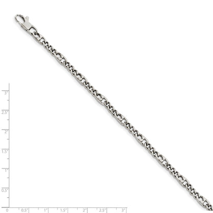 Stainless Steel Chisel Polished 4mm 8.5 Inch Figaro Bracelet