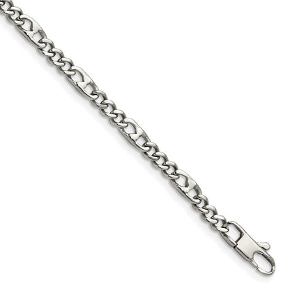 Stainless Steel Chisel Polished 4mm 8.5 Inch Figaro Bracelet