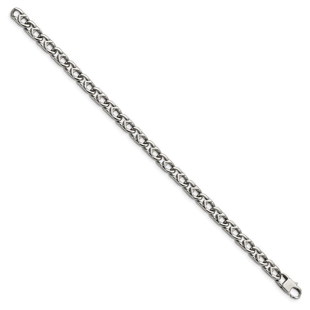 Stainless Steel Chisel Polished 6mm 8.5 Inch Fancy Link Bracelet