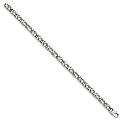 Stainless Steel Chisel Polished 6mm 8.5 Inch Fancy Link Bracelet