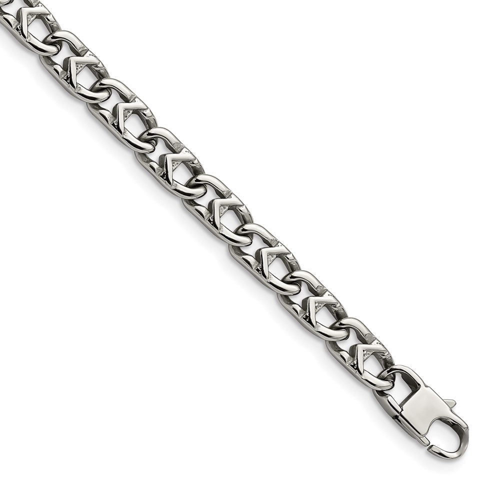 Stainless Steel Chisel Polished 6mm 8.5 Inch Fancy Link Bracelet
