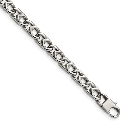 Stainless Steel Chisel Polished 6mm 8.5 Inch Fancy Link Bracelet