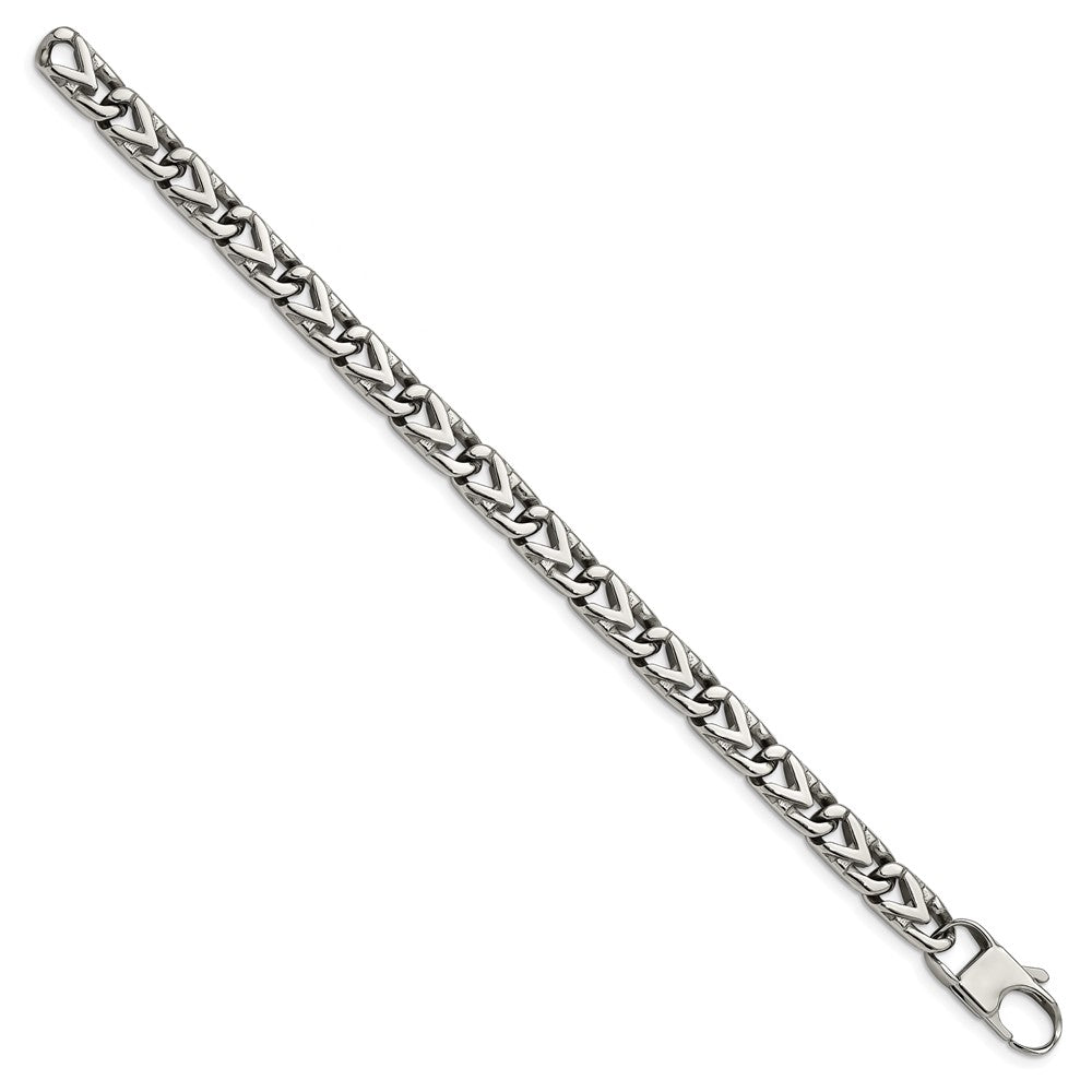 Stainless Steel Chisel Polished 8mm 8.5 Inch Fancy Link Bracelet