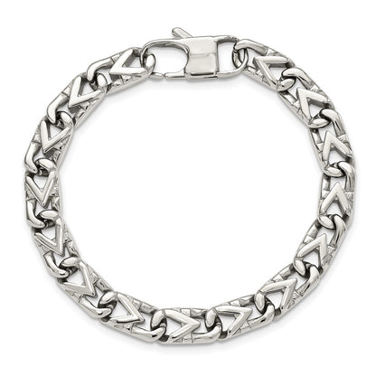 Stainless Steel Chisel Polished 8mm 8.5 Inch Fancy Link Bracelet