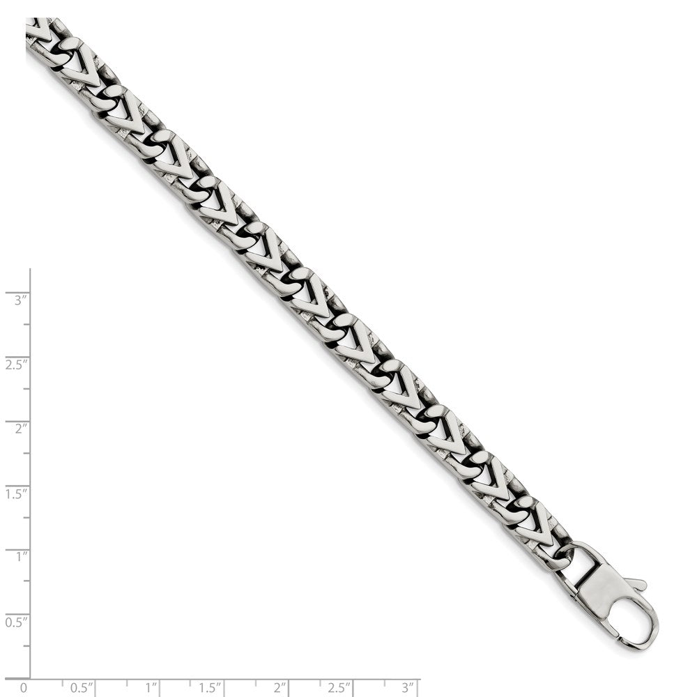 Stainless Steel Chisel Polished 8mm 8.5 Inch Fancy Link Bracelet
