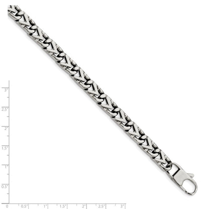 Stainless Steel Chisel Polished 8mm 8.5 Inch Fancy Link Bracelet