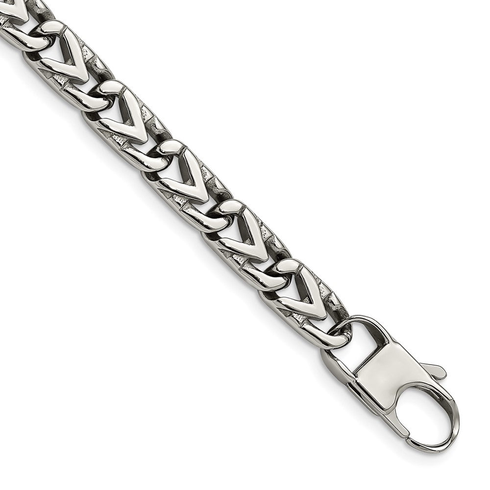 Stainless Steel Chisel Polished 8mm 8.5 Inch Fancy Link Bracelet