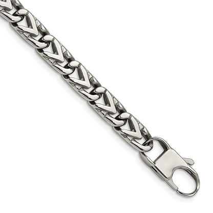 Stainless Steel Chisel Polished 8mm 8.5 Inch Fancy Link Bracelet
