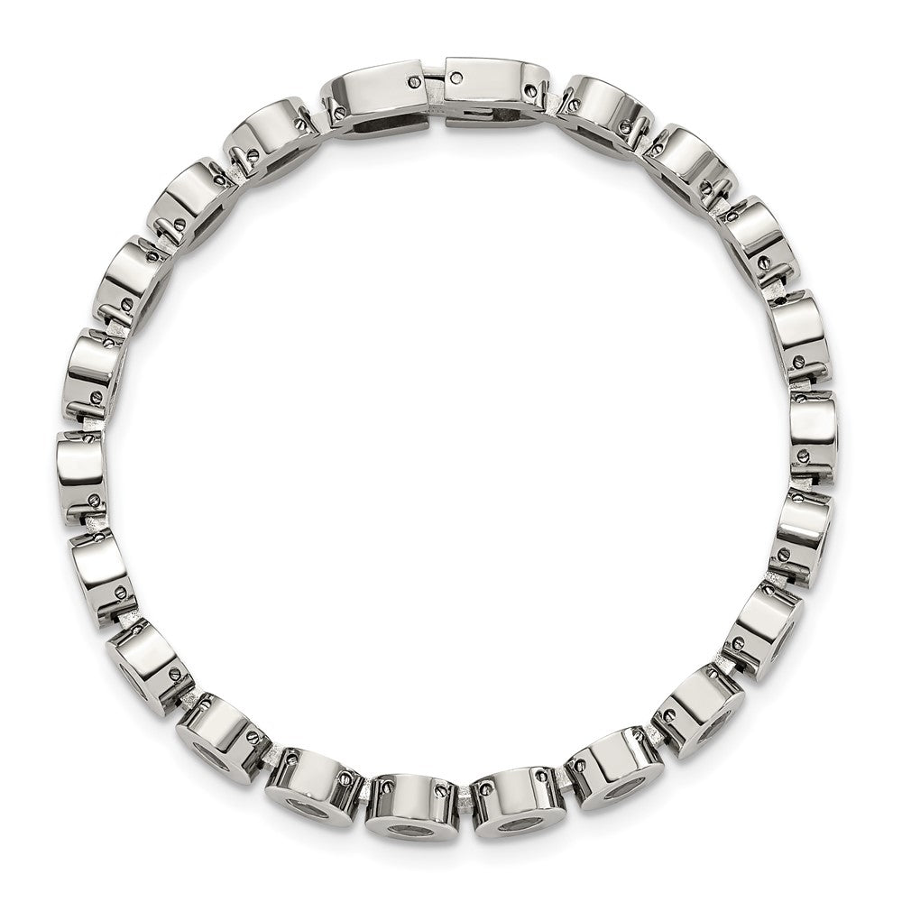 7.5 Inch Stainless Steel Polished W/Black Cz 7.5In Bracelet