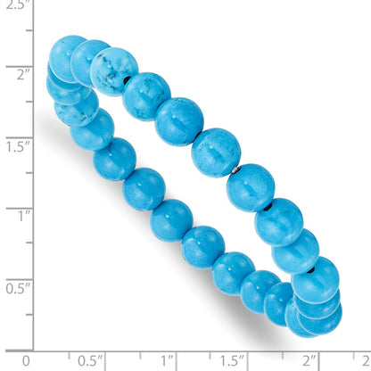 Fashion Chisel 8mm Dyed Howlite Turquoise Color Stretch Bracelet