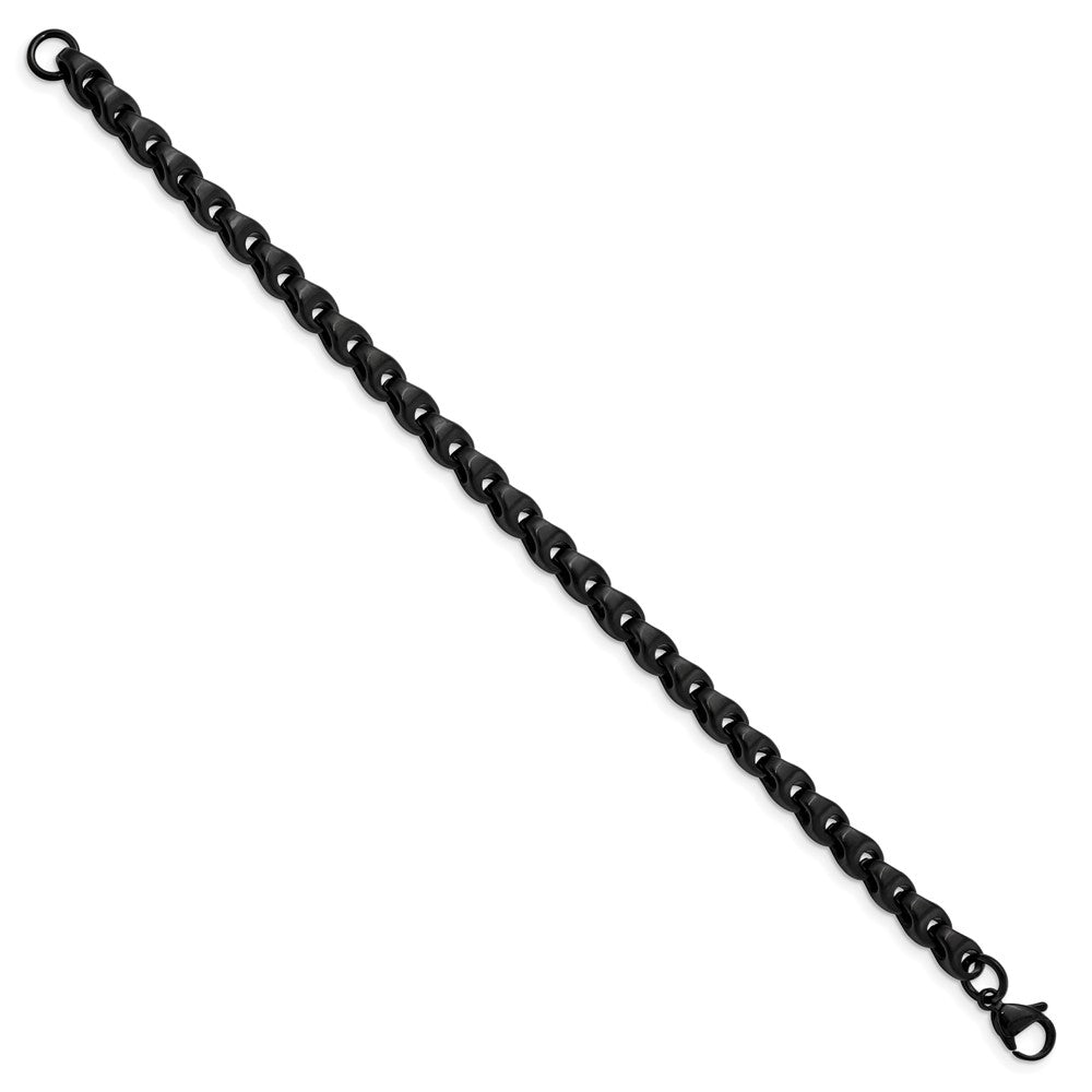 Stainless Steel Chisel Polished Black Ip-Plated 9 Inch Bracelet
