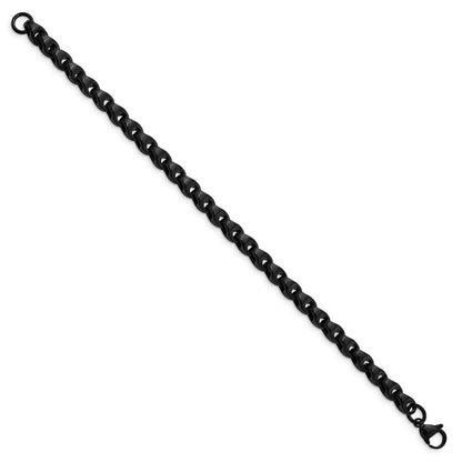 Stainless Steel Chisel Polished Black Ip-Plated 9 Inch Bracelet