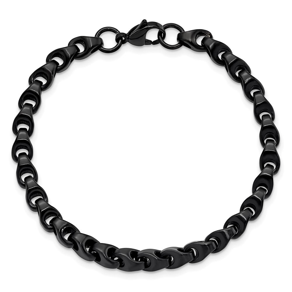 Stainless Steel Chisel Polished Black Ip-Plated 9 Inch Bracelet