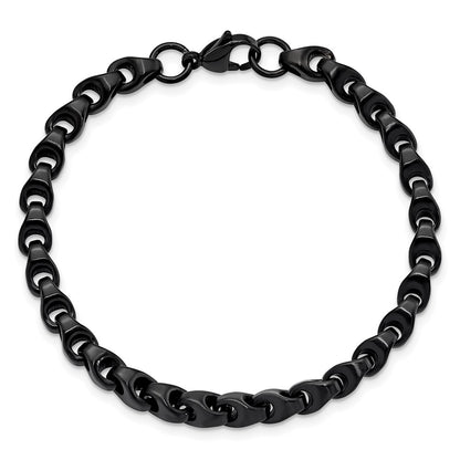 Stainless Steel Chisel Polished Black Ip-Plated 9 Inch Bracelet