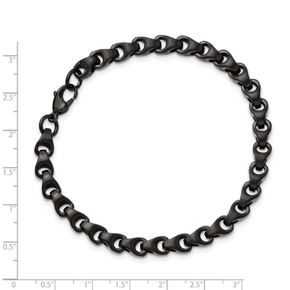 Stainless Steel Chisel Polished Black Ip-Plated 9 Inch Bracelet