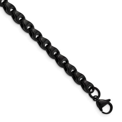 Stainless Steel Chisel Polished Black Ip-Plated 9 Inch Bracelet