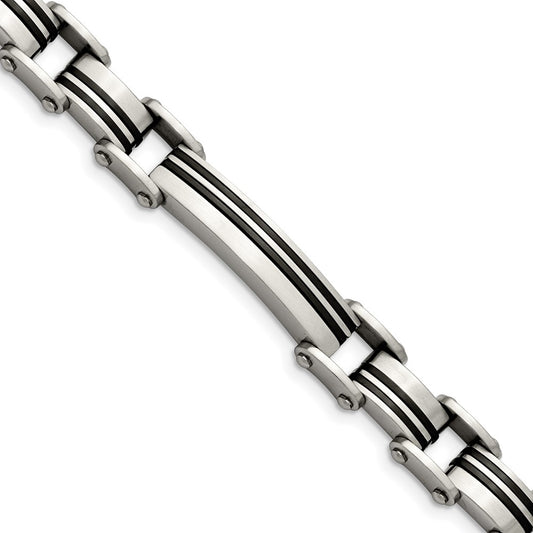 Stainless Steel Chisel Brushed Black Ip-Plated 8.75 Inch Link Bracelet