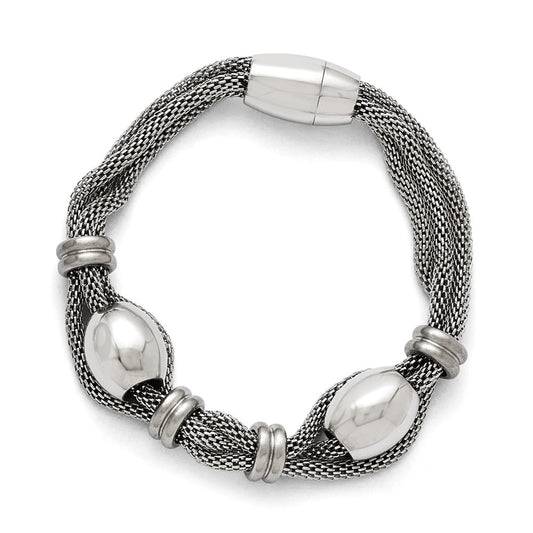 8.5 Inch Stainless Steel Polished And Brushed Beads Twisted Bracelet