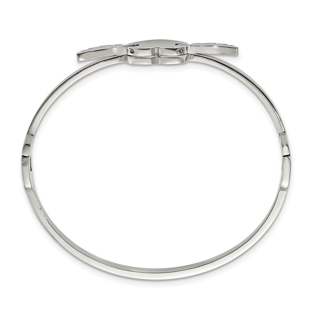 Stainless Steel Polished Moveable Love Heart W/Wings Bangle