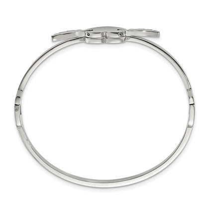 Stainless Steel Polished Moveable Love Heart W/Wings Bangle