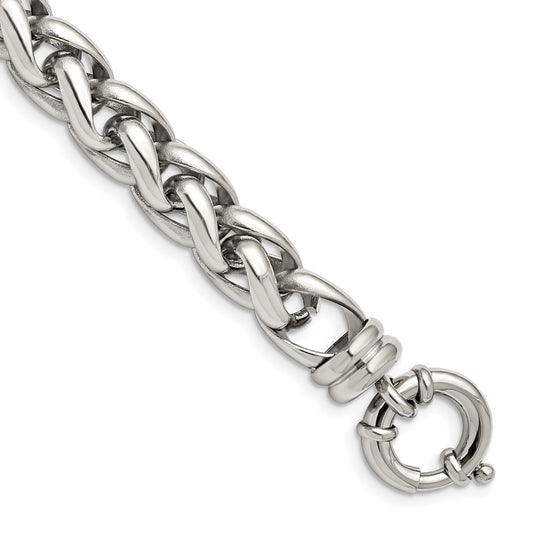 Stainless Steel Chisel Polished 8 Inch Fancy Link Bracelet