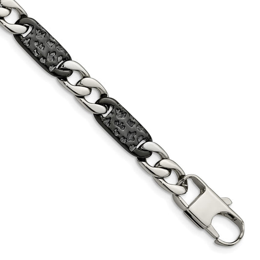 Stainless Steel Chisel Polished Black Ip-Plated Link 8.5 Inch Bracelet