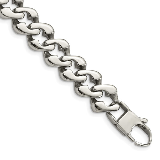 Stainless Steel Chisel Polished 8.5 Inch Fancy Link Bracelet