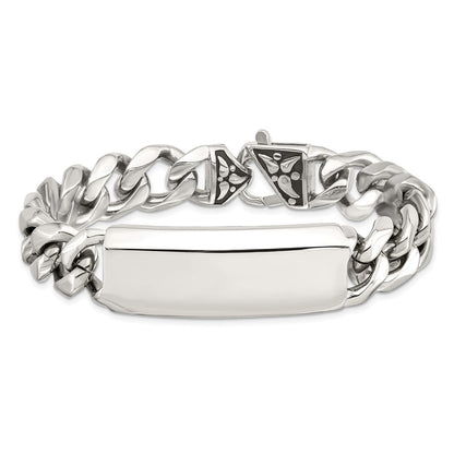 Stainless Steel Chisel Antiqued And Polished Curb Chain 8.75 Inch Id Bracelet