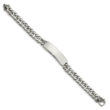 Stainless Steel Chisel Antiqued And Polished Curb Chain 8.5 Inch Id Bracelet