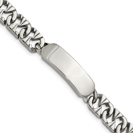 Stainless Steel Chisel Polished 8.5 Inch Id Bracelet