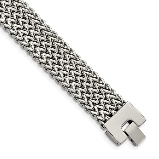 Stainless Steel Chisel Polished Woven 7.5 Inch Bracelet