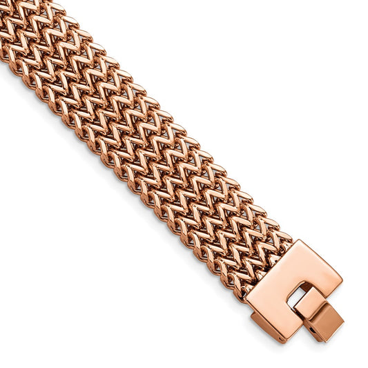 7.5 Inch Stainless Steel Brushed Rose Ip-Plated Woven 7.5In Bracelet