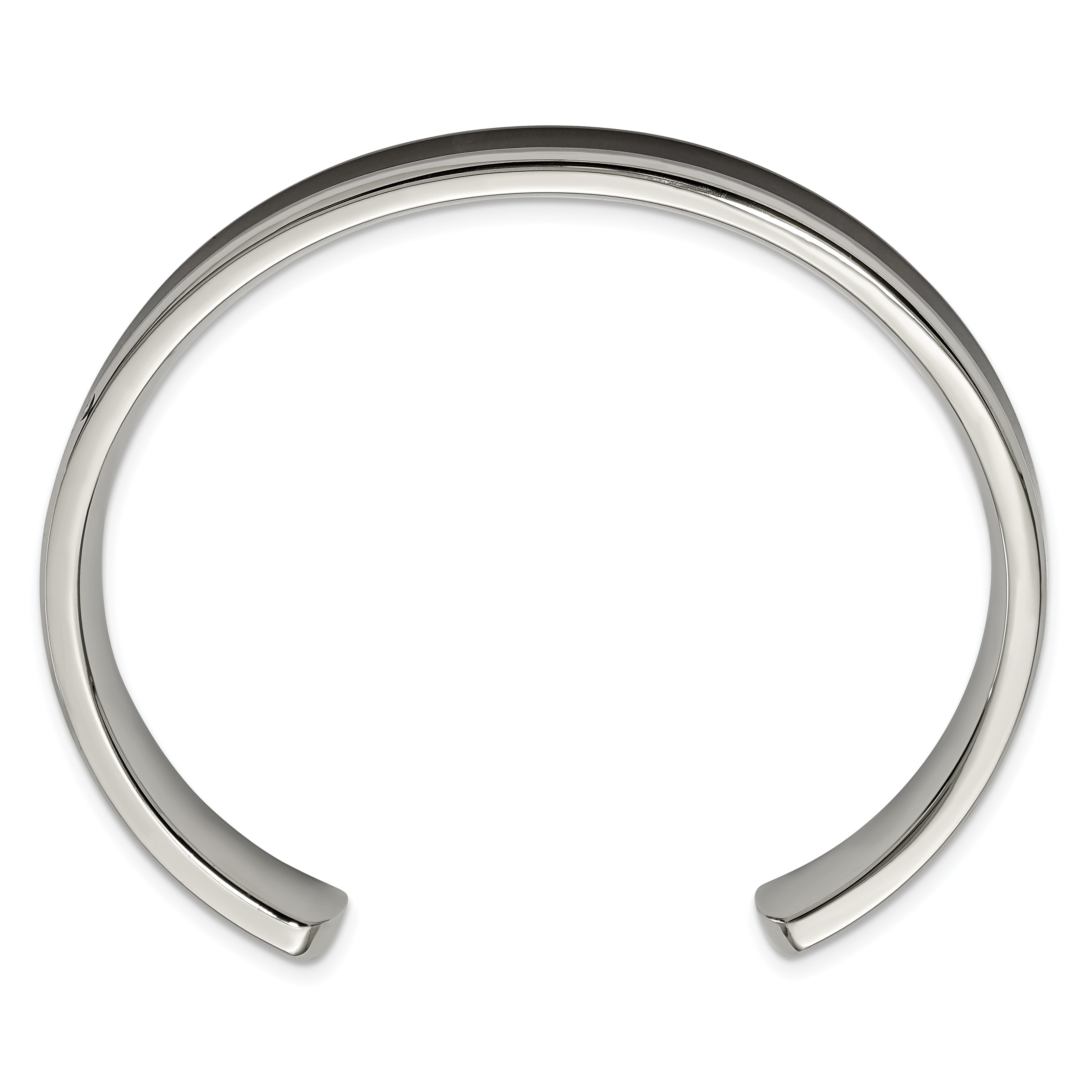 Stainless Steel Chisel Polished With Enameled Koa Wood Inlay Cuff Bangle