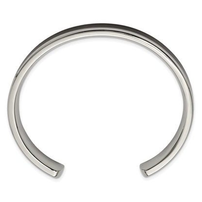 Stainless Steel Chisel Polished With Enameled Koa Wood Inlay Cuff Bangle