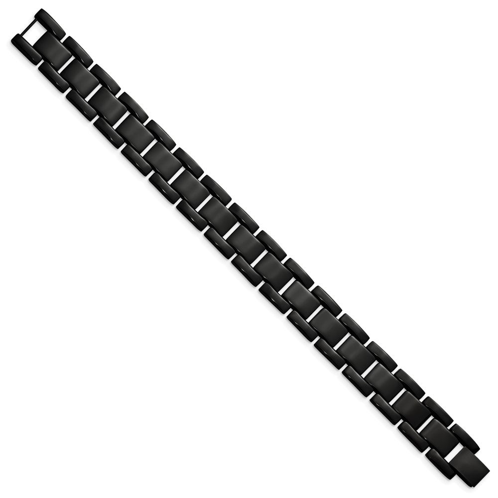 8.5 Inch Chisel Stainless Steel Polished Black Ip-Plated 8.25 Link Bracelet