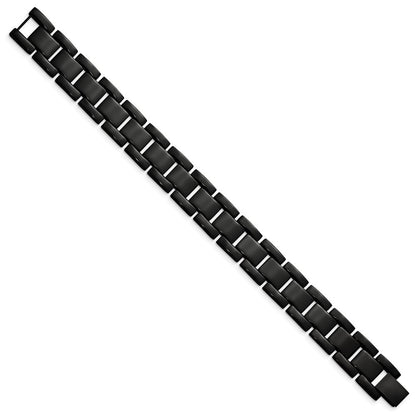 8.5 Inch Chisel Stainless Steel Polished Black Ip-Plated 8.25 Link Bracelet