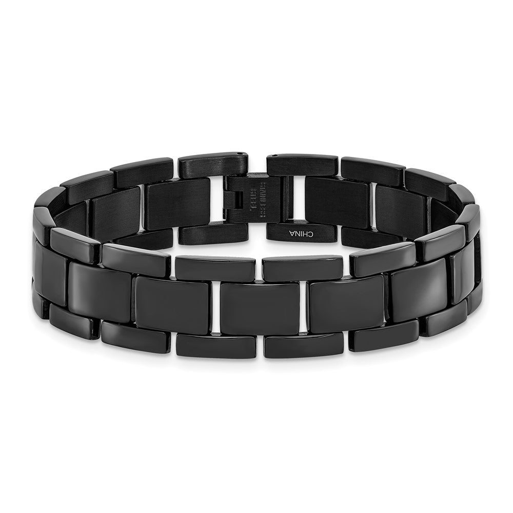 8.5 Inch Chisel Stainless Steel Polished Black Ip-Plated 8.25 Link Bracelet