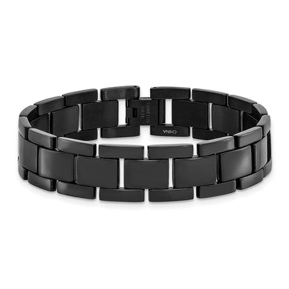 8.5 Inch Chisel Stainless Steel Polished Black Ip-Plated 8.25 Link Bracelet