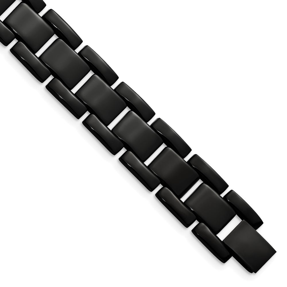 8.5 Inch Chisel Stainless Steel Polished Black Ip-Plated 8.25 Link Bracelet
